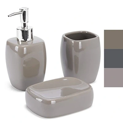 Immagine di MSV MS593 Set da 3 pezzi, in ceramica, colore: talpa