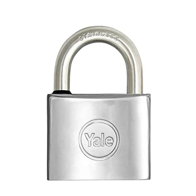 Immagine di YALE Lucchetto marino in ottone Y1100030080X, larghezza corpo 30 mm, arco lungo acciaio inossidabile da 15 con anello gomma e doppio sistema di chiusura