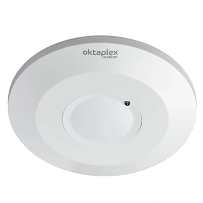 Immagine di Oktaplex Ida rilevatore di movimento a soffitto sensore piatto 360 ad alta frequenza portata 2 16m presenza 230V bianco con crepuscolare