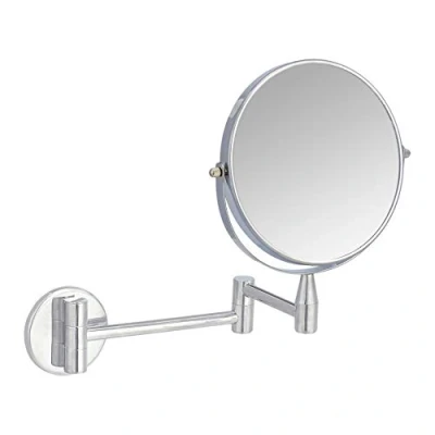 Immagine di Amazon Basics Rotondo Specchio cosmetico da parete, ingrandimento 1x/5x, Cromo, 15.2 x 1.18 cm