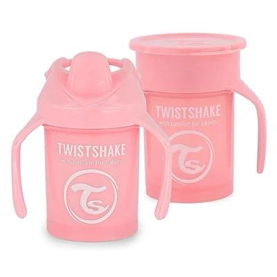 Immagine di Twistshake Tazze Senza Fuoriuscita Per Bambini Set Da 2 1x Tazza 360 + Mini Borraccia L&#039;apprendimento A Prova Di Perdite BPA Allenamento Rosa