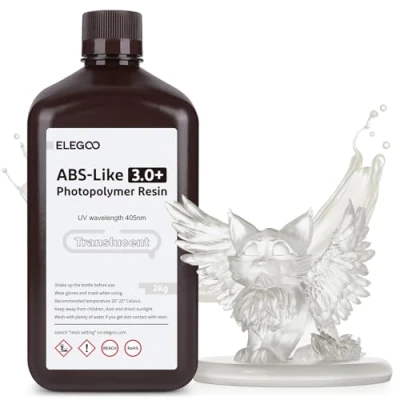 Immagine di ELEGOO Resina ABS Like 3.0 Plus 3.0+, LCD UV Rapida Alta Precisione, Non Brittle, Migliorata Forza e Durezza per LCD/DLP Stampante 3D Fotopolimerica, Traslucido 2000G