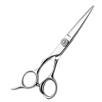 Immagine di AOLANDUO Forbici per capelli professionali mancini, in acciaio AICHI giapponese di alta qualità, fatte a mano, con bordo rasoio, design offset, ergonomiche parrucchieri, estetisti e barbieri