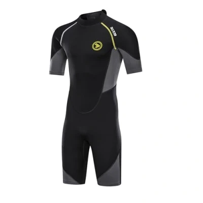 Immagine di ZCCO Muta da uomo in neoprene di alta qualità, 1,5/3 mm, con cerniera sulla schiena, per pesca subacquea, snorkeling, surf, canoa e immersioni subacquee (3 XXL)