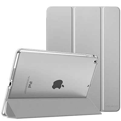 Immagine di MoKo Cover per Nuovo iPad 9a Gen. 2021 / 8a 2020 7a 2019, 10.2 Case Ultra Sottile Leggero in Tri Fold Auto Sveglia/Sonno con Retro Semi Trasparente RigidoArgento