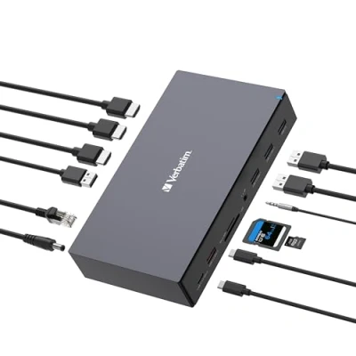 Immagine di Verbatim Docking station USB C Pro 17 porte CDS (USB C, 17 Porti), + Hub USB, Grigio, Nero