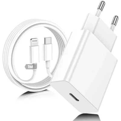 Immagine di Caricatore for iPhone 14/14 Pro/14 Pro Max/14 Plus/13/12/11/XS/XR/X/SE,USB C Rapido Caricabatterie with 1M Cavo Spina Adattatore per Apple 13 Max/12 Mini/11 Pro/iPad