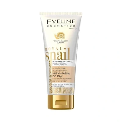 Immagine di Eveline Cosmetics Royal Snail Crema Maschera Rigenerante Intensiva per Mani con Filtrato di Bava Lumaca, Collagene &amp; Olio Moringa 100ml