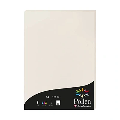 Immagine di Clairefontaine 4268C Astuccio da 50 fogli Formato A4 (21x29,7cm) 120g/m² Colore Grigio perla Inviti Eventi e corrispondenza Gamma Pollen Carta Premium Liscia