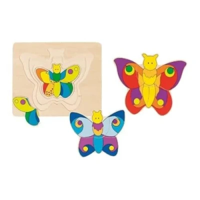 Immagine di GoKi Puzzle a 4 Strati in Legno con Farfalla
