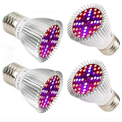 Immagine di Piante Lampada a LED, 4 pezzi 40W E27 Grow Bulbs per Semina, Crescita, Fioritura e Fruttificazione