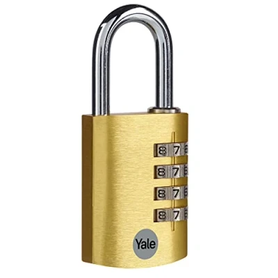 Immagine di Yale Lucchetto in alluminio a combinazione ‎YE3CB/38/131/1/GO oro, corpo 38mm, arco acciaio, 4 cifre