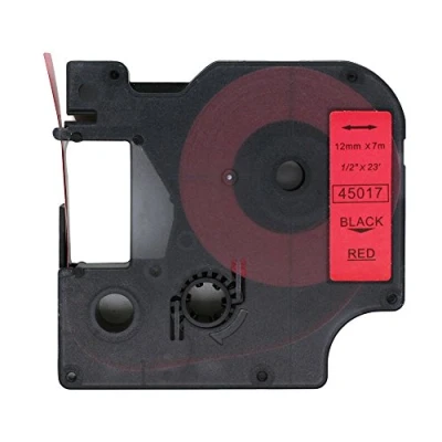 Immagine di BROVACS 1 confezione di nastro nero su rosso compatibile per DYMO D1 45017 12 mm 1/2&quot; OPA2217