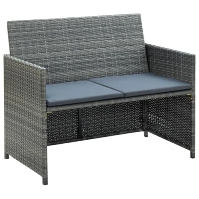 Immagine di vidaXL Divano a 2 Posti in Polyrattan Grigio Arredo Giardino Sofa con Cuscini
