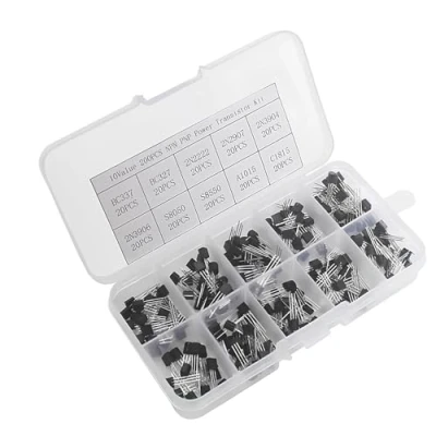 Immagine di CESFONJER TO 92 Assortimento Kit, 10 Tipi di NPN PNP Bipolar Transistor (Confezione da 200 Pezzi) (BC337 BC327 2N2222 2N2907 2N3904 2N3906 S8050 S8550 A1015 C1815)