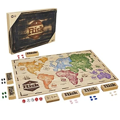 Immagine di Hasbro Gaming Risk Rustic, Grande Gioco di strategia in Edizione Legno, Versione Lingua Tedesca, Singolo, Multicolore, C2322 [Esclusivo Amazon]