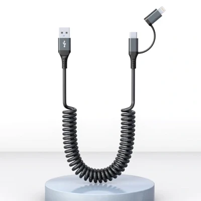Immagine di Cavo iPhone Originale Apple Certificato MFi,Cavo USB C e Lightning 2 in 1 Combo Carplay Android Auto,Cavo Corto per Ricarica iPhone,compatibile con 16/15/14/13/12/Android