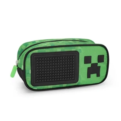 Immagine di MINECRAFT Astuccio Scuola Ufficiale Minecraft, Bambino e Bambina Rettangolare Large, Ideale per Riporre la Cancelleria, con Pratica Chiusura a Zip, 22x11Hx8 cm, Verde Nero