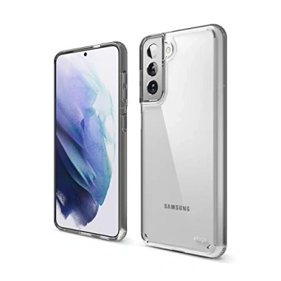 Immagine di elago Cover Ibrida Trasparente Compatibile con Samsung Galaxy S21, PC Resistente Anti Giallo, Antiurto Paraurti Flessibile (Trasparente)
