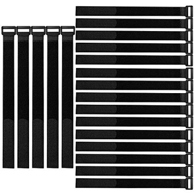 Immagine di FULARR 20Pcs Premium 30cm Nylon Fascette Kit, Riutilizzabile Fermacavi &amp; Cavi Fascette, Hook e Loop Cinghia, Organizzatore Fastener Nero