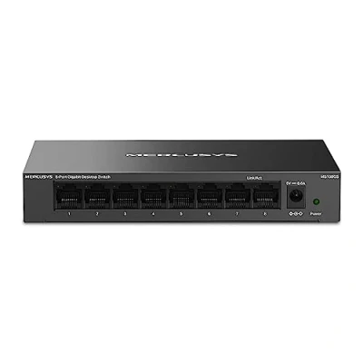 Immagine di TP Link Mercusys MS108GS Switch Ethernet 8 Porte Gigabit, Sdoppiatore Ethernet, Gigabit per la Casa e l&#039;Ufficio, Plug Play, Montaggio Desktop, Cassa in Metallo, Durevole Silenzioso