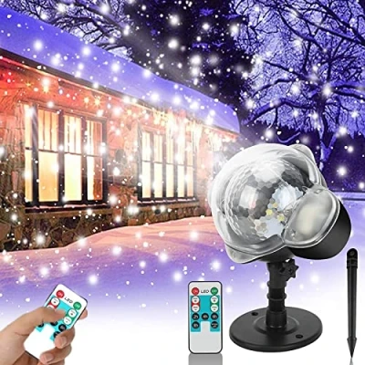 Immagine di Proiettore per nevicata Natalizia, luci proiettori a LED con Fiocchi di Neve Esterni, Che Cadono Bianchi Impermeabili Feste al Coperto, gi