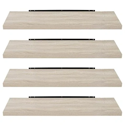 Immagine di EUGAD Set di 4 Mensole da Muro, Quercia, 100cm, in Legno MDF Portaoggetti Librerie Scaffale Parete Stile rétro Sospese Decorative per Salotto Cucina Corridoio, 0041QJ