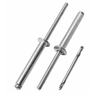 Immagine di SKIR&#039;CO 200 rivetti ciechi in alluminio, 4,8 x 30 mm, mandrino acciaio, a testa bombata, DIN 7337, punta da trapano inclusa