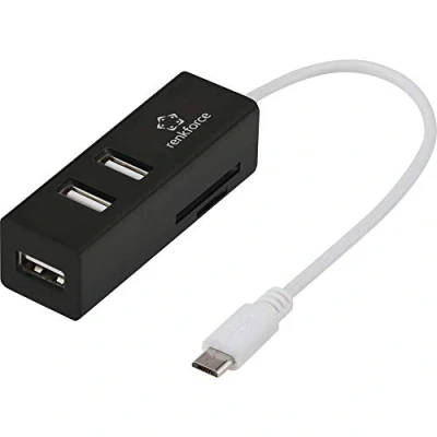 Immagine di Renkforce RF 4995192 3 Porte Hub USB 2.0 Con lettore di schede SD incorporato, funzione OTG Nero