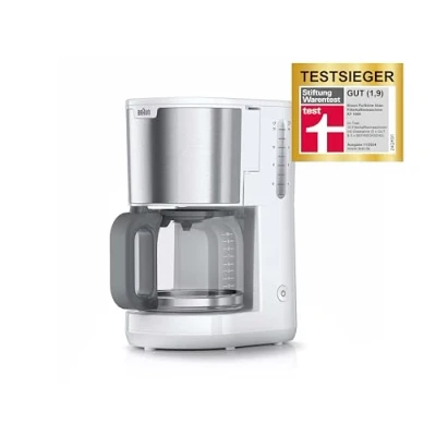 Immagine di Braun Household PurShine KF 1500 WH Macchina da caffè con filtro in vetro per fino a 10 tazze, sistema OptiBrew, spegnimento automatico, 1000 Watt, bianco, KF1500WH