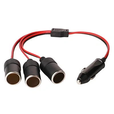 Immagine di GTIWUNG 12/24V Cavo di Prolunga per Presa Accendisigari, Auto Accendisigari 3 Way Splitter, 1 a 3, da Maschio Femmina, Adattatore con Indicatore LED, Fusibile
