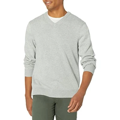 Immagine di Amazon Essentials Maglione con Scollo a V (Disponibile in Taglie Extra Forti) Uomo, Grigio Chiaro Puntinato, XL