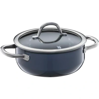 Immagine di WMF Fusiontec Inspire Pentola grande, 20 cm, coperchio in vetro, a induzione, 2,4 l, ceramica high tech, antigraffio, non rivestita, colore: Blu scuro, Made Germany