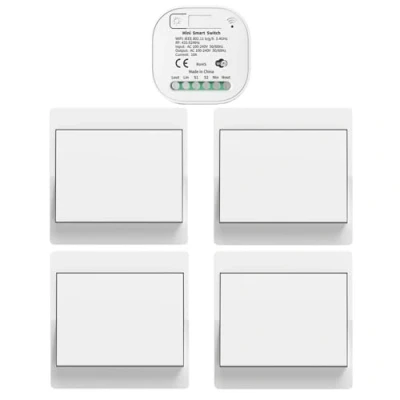 Immagine di Cerhot Tuya interruttore intelligente WiFi 230 V, set di interruttori della luce radio, senza batteria, telecomando, radio per corpo