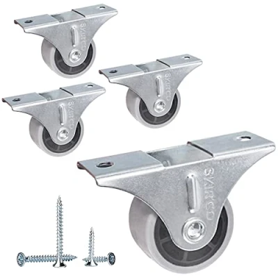 Immagine di SKIR&#039;CO Confezione da 4 ruote piccole 30 mm, in gomma grigia, fisse, non girevoli, direzione unidirezionale, viti incluse (4)