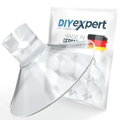 Immagine di DIYexpert® Ganci con ventosa, diametro 30 mm/ 40 50 mm, filettatura M4 x 6 10 numero di pezzi selezionabile, dadi zigrinati trasparenti, realizzati in Germania