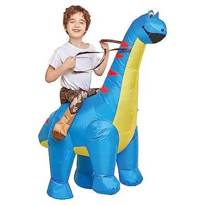 Immagine di AirSuit® Travestimento da Dinosauro Diplodocus Gonfiabile per Bambini Dimensioni 90 a 120 cm Realizzato in Poliestere Altamente Resistente Sistema di gonfiaggio Incluso OriginalCup®