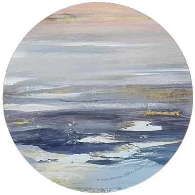 Immagine di Creative Tops Tranquillity Sottobicchieri rotondi con retro in sughero, multicolore, 12 x 10,5 5 cm