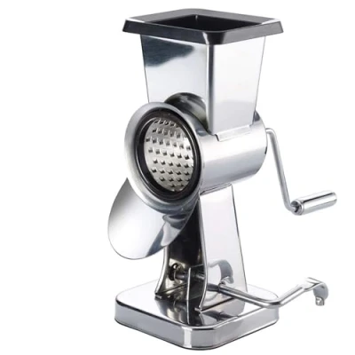 Immagine di Westmark Grattugia a tamburo per manderlo in Acciaio inox con 2 inserti e base ventosa, Altezza: 21 cm, inox/Plastica, Exklusiv, Argento/Nero, 97172260