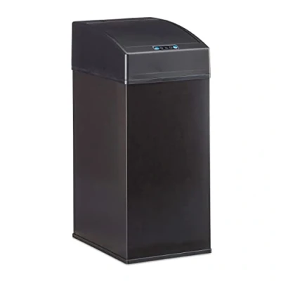 Immagine di Relaxdays Pattumiera con sensore Coperchio Automatico Secchio Interno, Nero, HLP: 35 x 15 20 cm