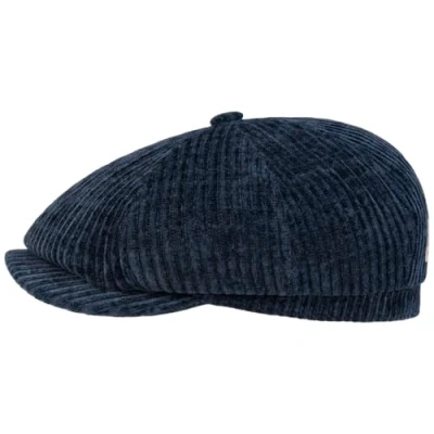 Immagine di Stetson Coppola Hatteras Corduroy Jersey Uomo Made in The EU Berretto Newsboy Cappello Piatto con Visiera, Fodera Inverno Autunno/Inverno L (58 59 cm) Blu Scuro