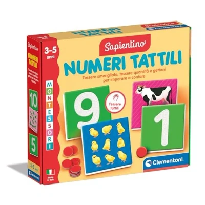 Immagine di Clementoni Sapientino Tattili Gioco 3 Anni, Flashcards Montessori, Schede Educative per Conoscere i Numeri, Imparare a Contare, Made in Italy, 16854, Multicolore