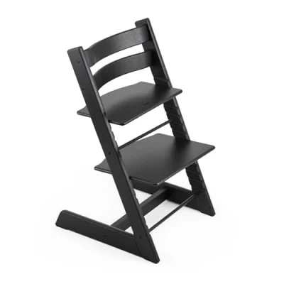 Immagine di Sedia Tripp Trapp di Stokke, Oak Black evolutiva e interamente regolabile per neonati, bambini adulti Comoda, confortevole ed ergonomica Modello classico