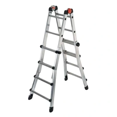 Immagine di SCALA TELESCOPICA 4+4 PEPPINA in ALLUMINIO 8+8 max 377 cm Made Italy GIERRE