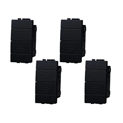 Immagine di Pulsante Interbloccato Doppio Saliscendi 1P+1P 10A, Compatibile Con Bticino Living Light (4 Pezzi, Nero)