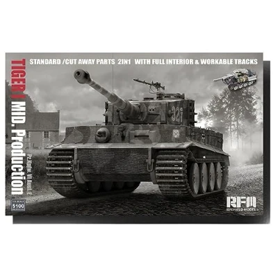 Immagine di Rye Field Model RM5100 Tiger I produzione media 2 in 1 con parti cutaway e scala 1:35 modellismo plastica