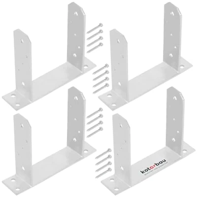 Immagine di KOTARBAU® 4 supporti per pali da 160 mm, TT in acciaio zincato a caldo, ancoraggio, legno, di metallo, base quadrati