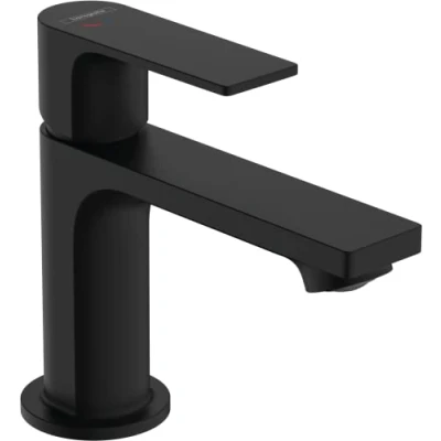 Immagine di hansgrohe Rebris E CoolStart miscelatore per lavabo a risparmio energetico, rubinetto bagno con altezza bocca 80 mm, scarico tirante, da idrico, nero opaco