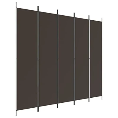 Immagine di vidaXL Divisorio a 5 Pannelli Marrone 250x220 cm in Tessuto