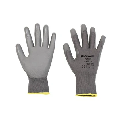 Immagine di Honeywell 2100250 06 PU FIRST, guanti multiuso in poliammide grigi, maneggevoli ambienti asciutti, leggeri, lunghezza 26 cm, taglia (confezione da 10 paia)
